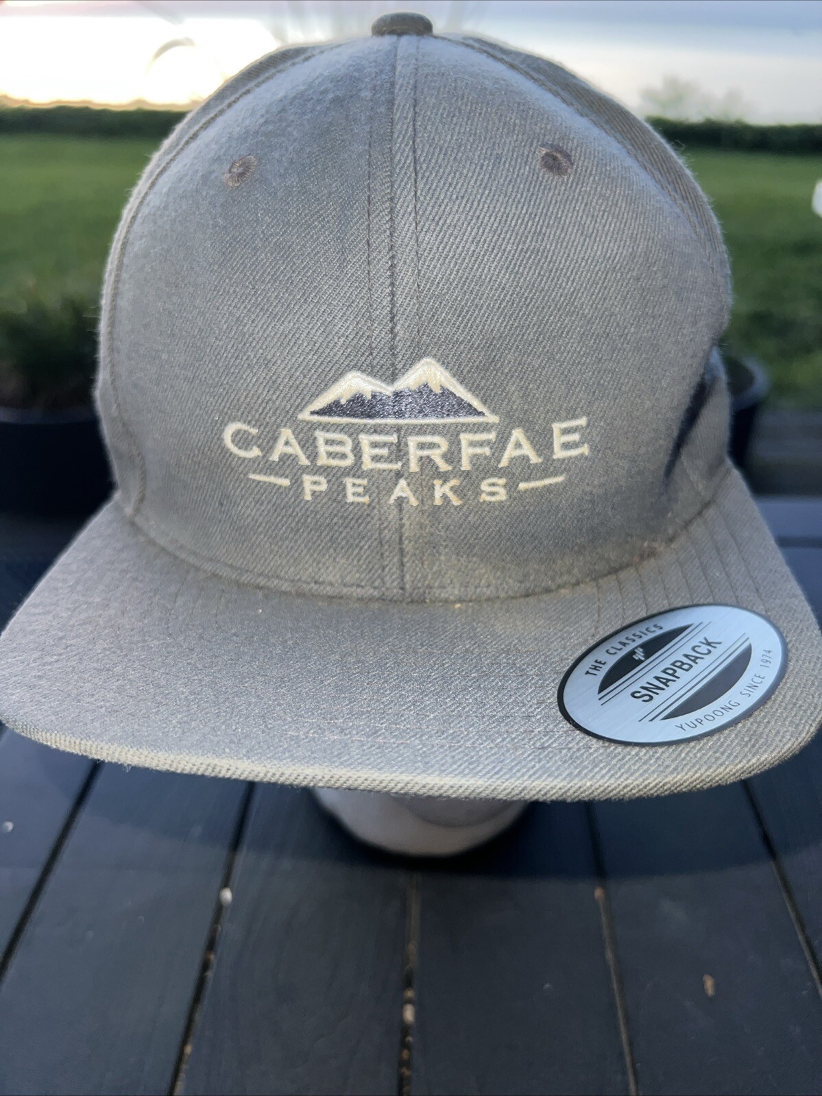 CABERFAE PEAKS Gray Hat Cap Snapback Yupoong Classic Good Pre-Owned Condition