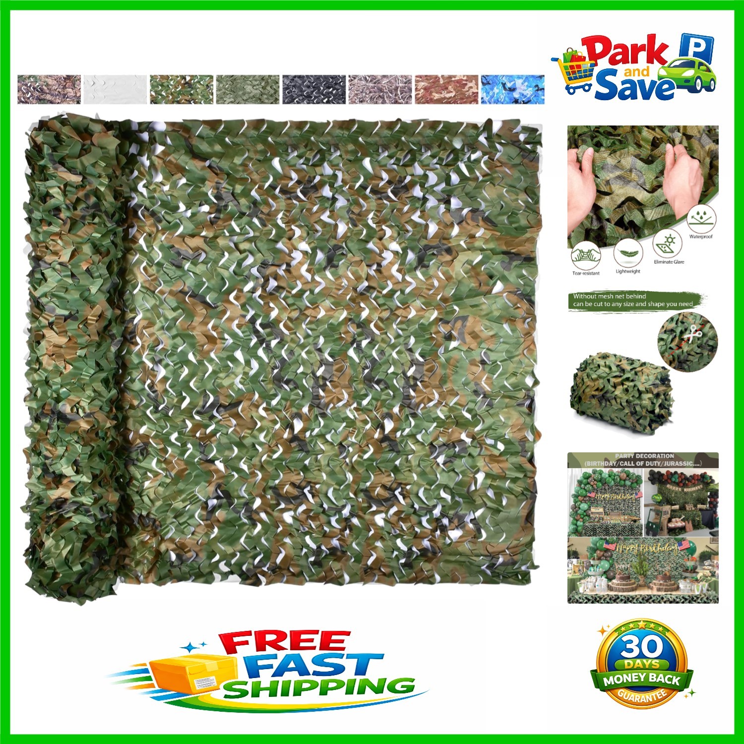 Customizable Camouflage Netting 4.9ft x 6.5ft - Perfect for Jungle Theme Decor