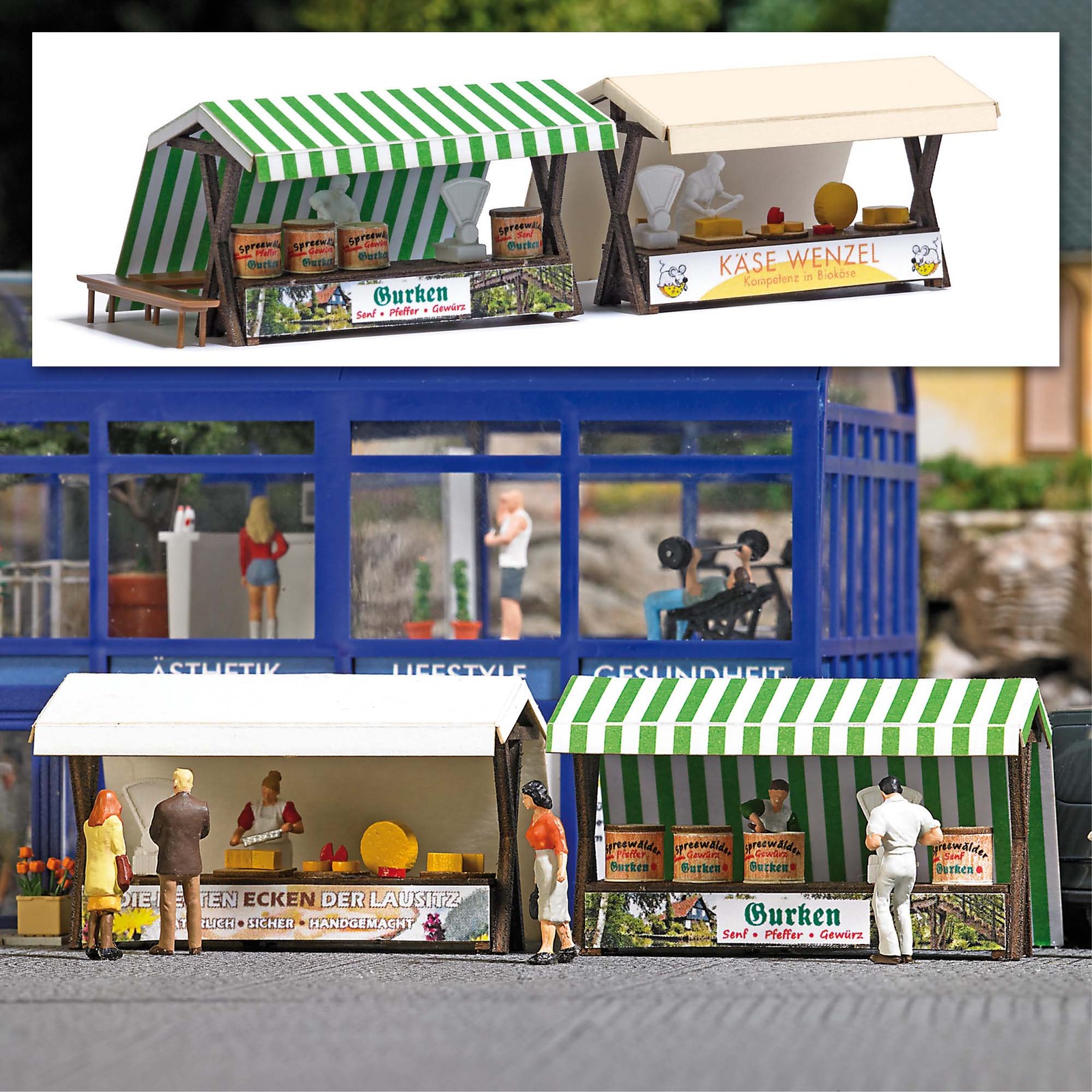 Busch 1822 HO Market Stalls Pickles & Cheese Kit