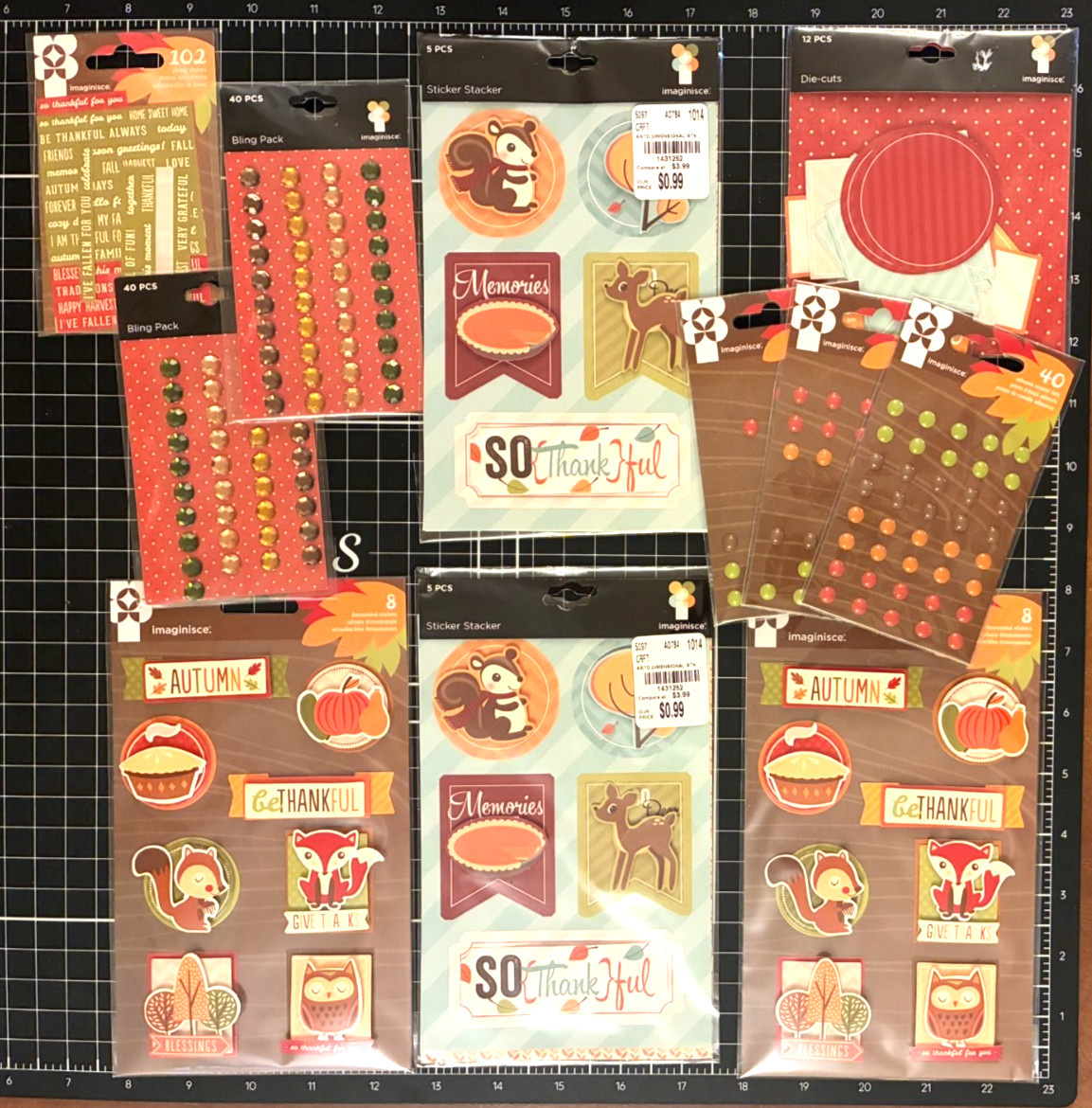 Imaginisce by American Crafts FALL THANKSGIVING WOODLAND Stickers, Dots, Die-cut