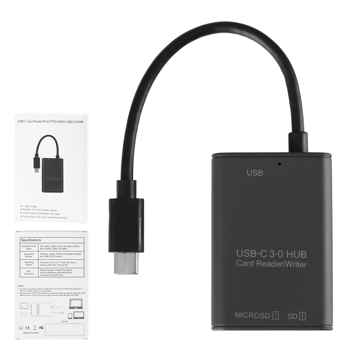 3-in-1 Multi USB Memory Card Reader 480Mbps for SD SDHC Micro SD MMC RS-MMC