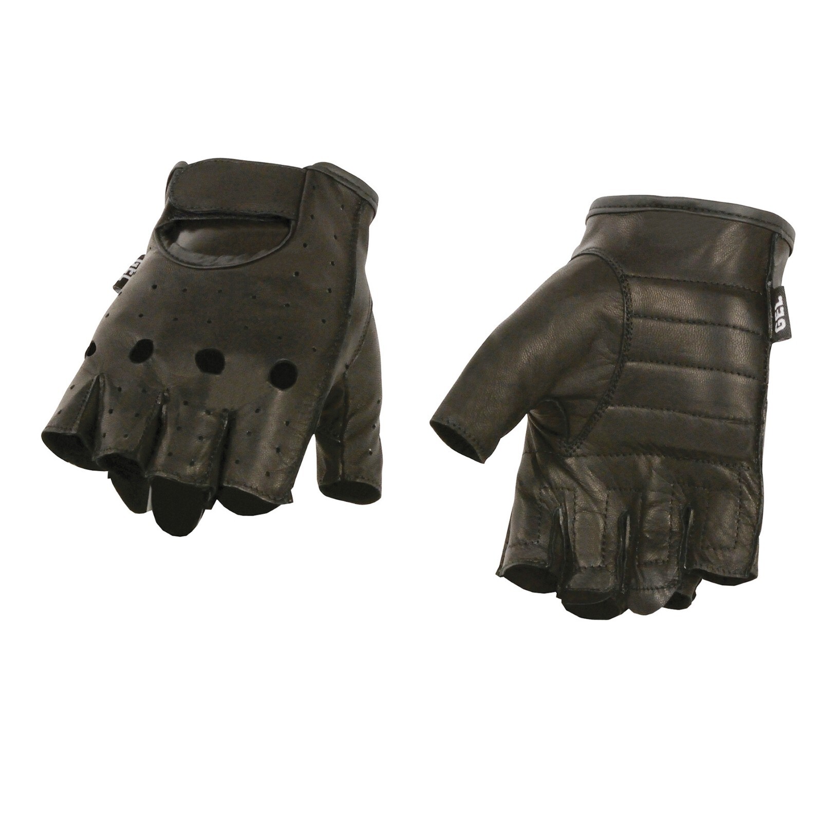 Milwaukee Leather SH195 Men's 'Open Knuckles' Black Leather Fingerless Gloves