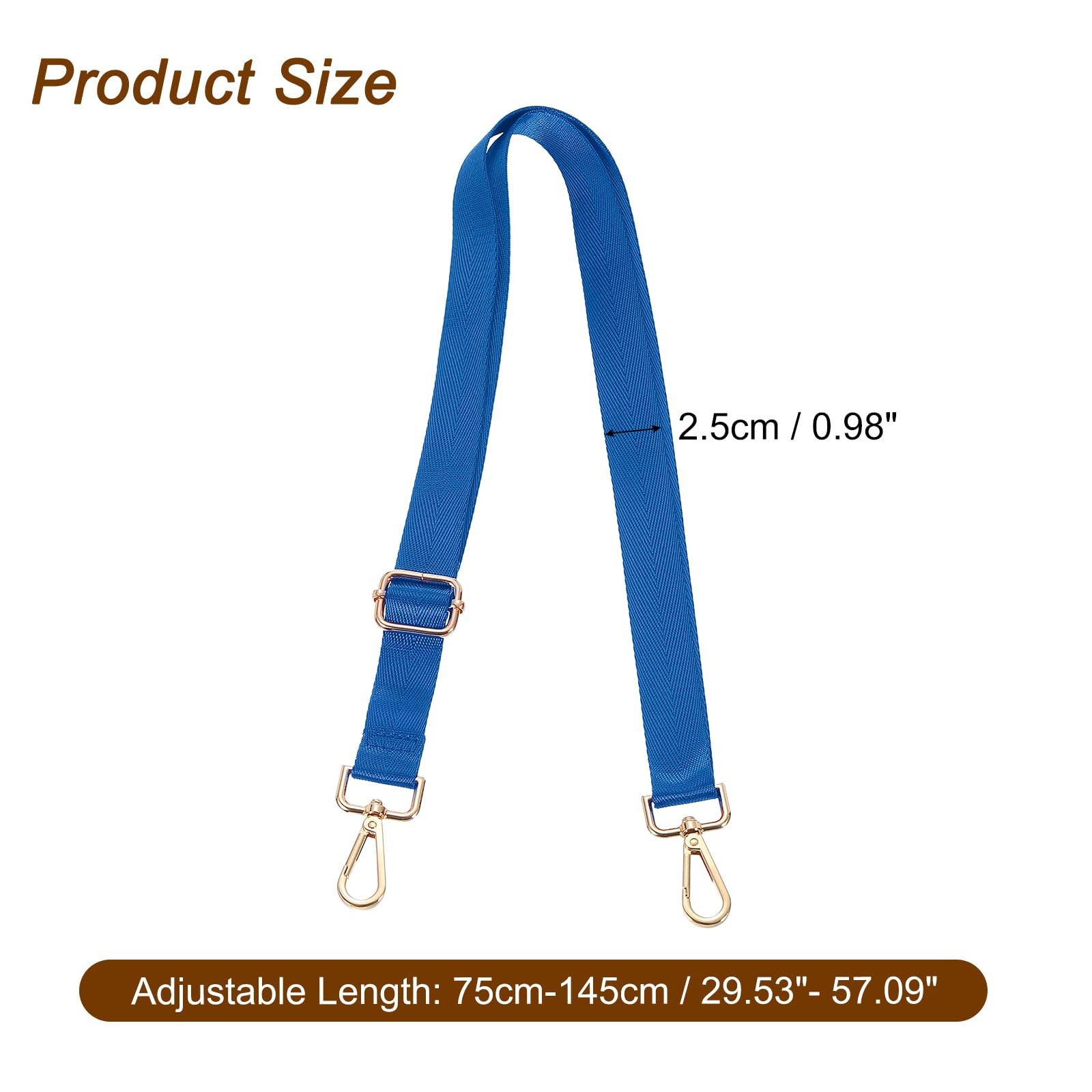 uxcell Wide Shoulder Strap, 2.5cm Adjustable Purse Strap / 0.98", Blue