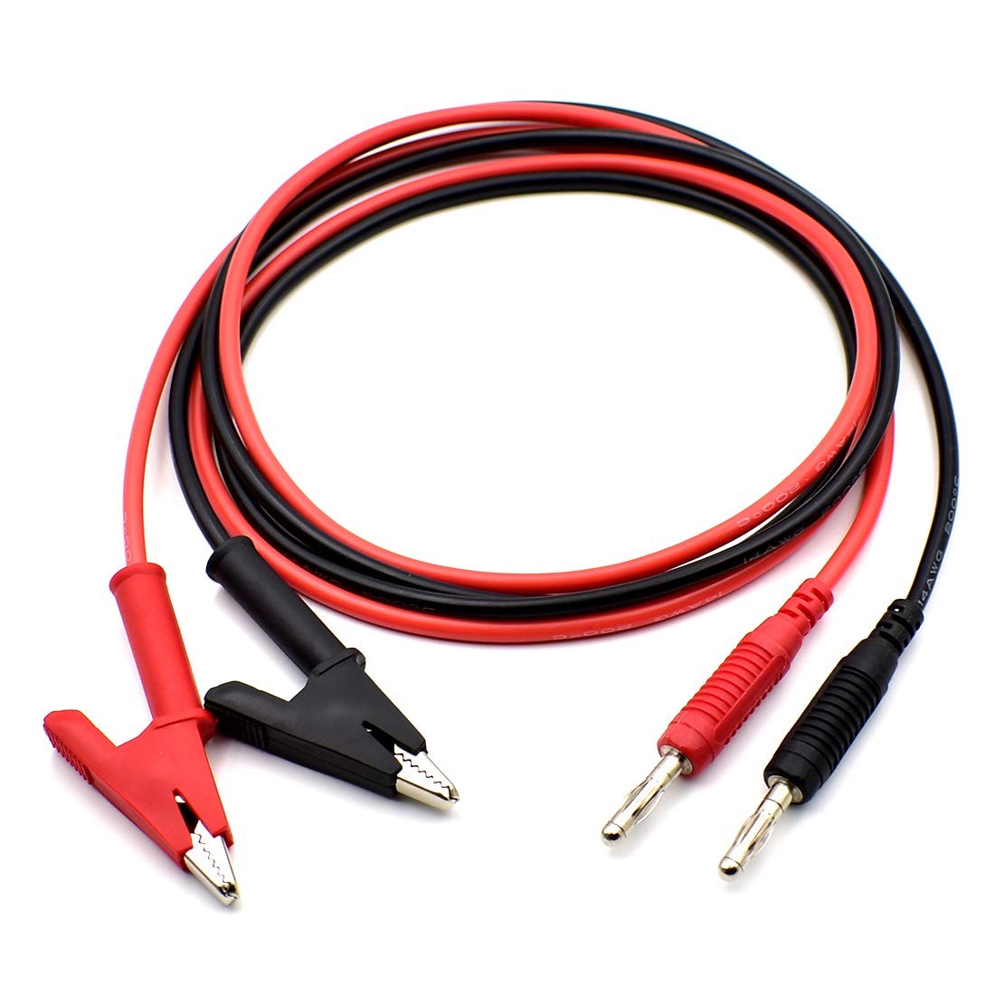 2Pcs 4mm Banana Plug to Alligator Clip Test Lead Wire Cable 14AWG 3 Ft