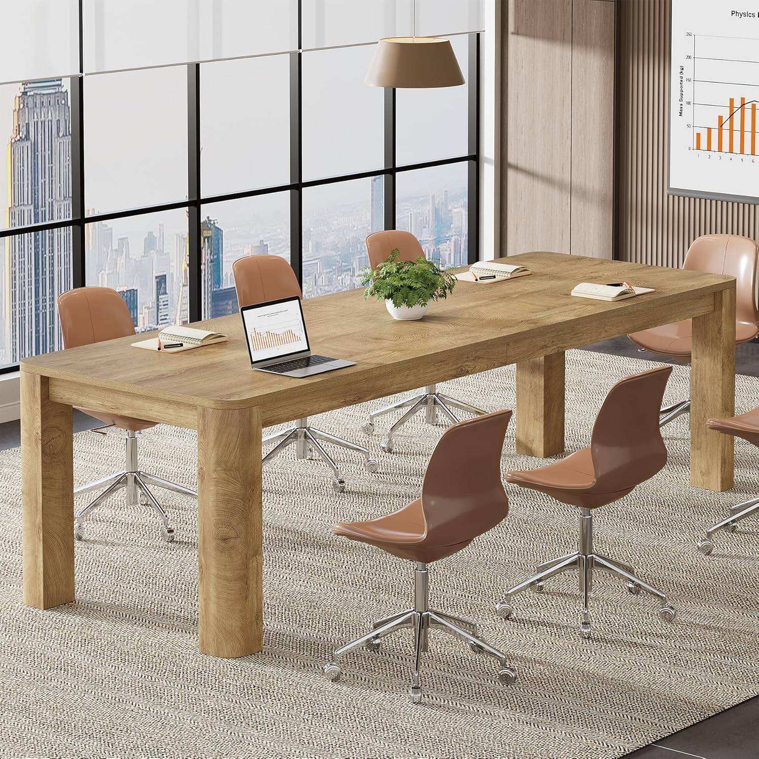 78.74-Inch Conference Table for 6-8 People, 6.56 ft Large Modern Meeting Table