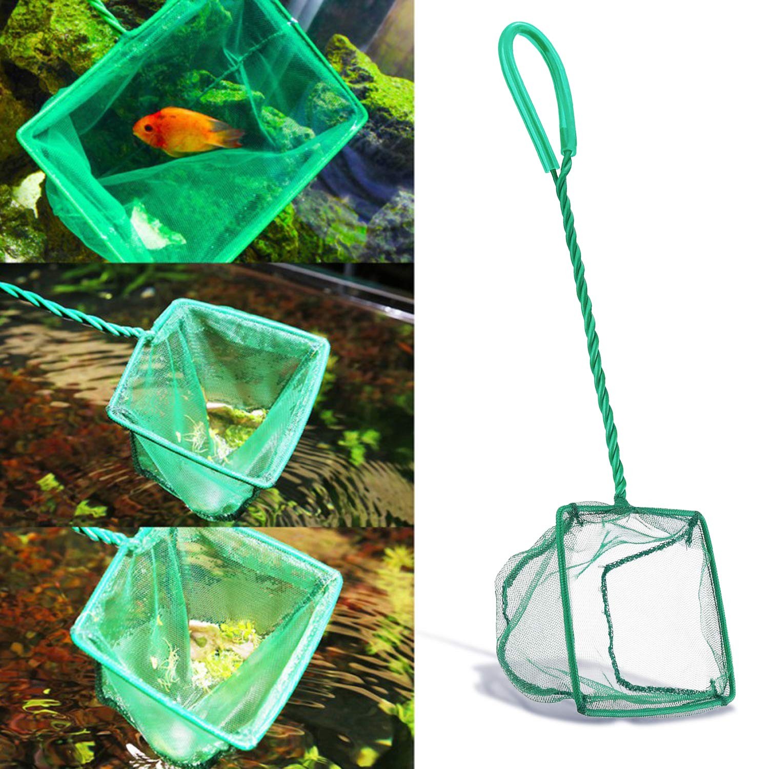 2 Pack Aquarium Fish Nets, 4 Inch Small Mesh Fish Catch Nets with Plastic Handle