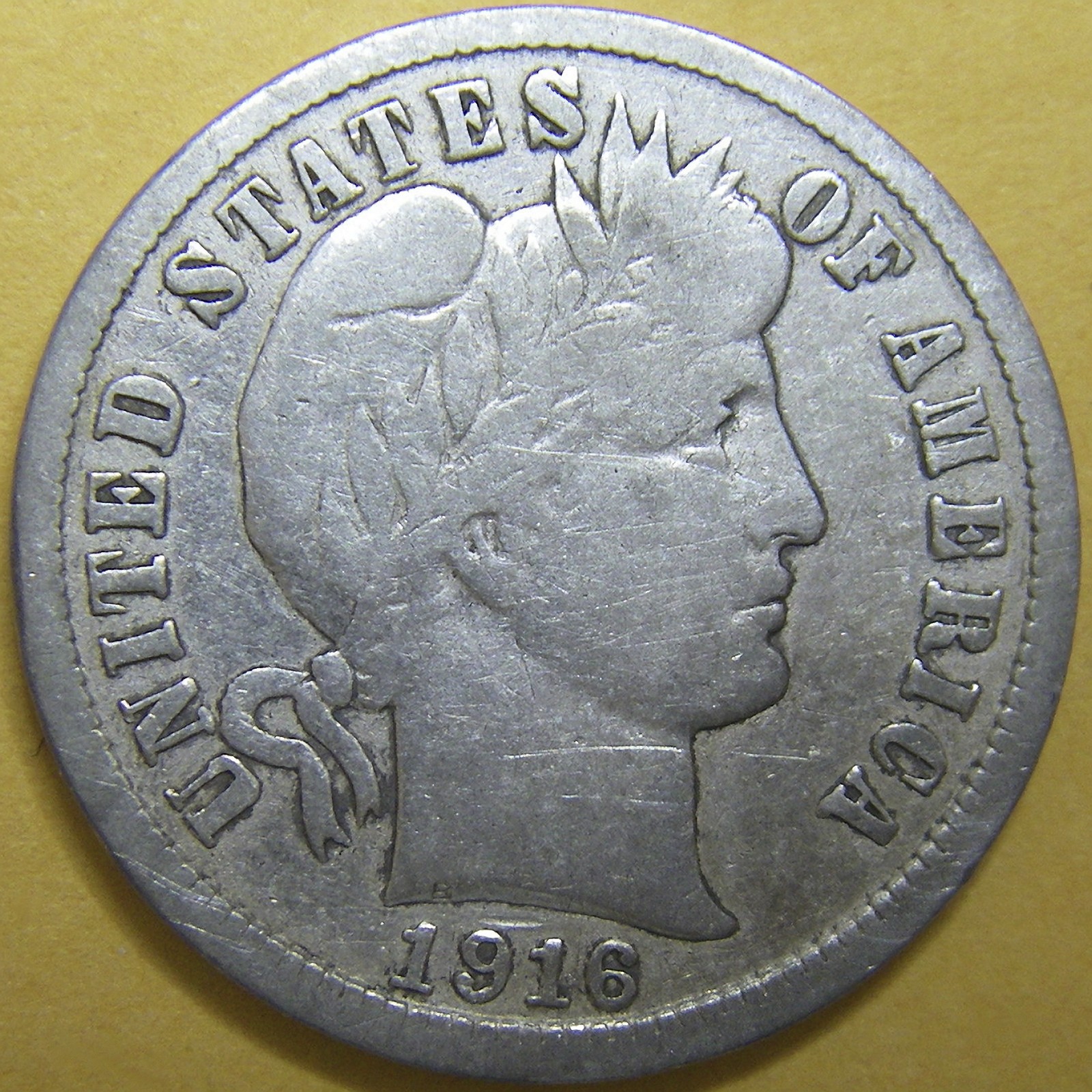 1916 Barber Dime - Last Year of Issue - 90% Silver