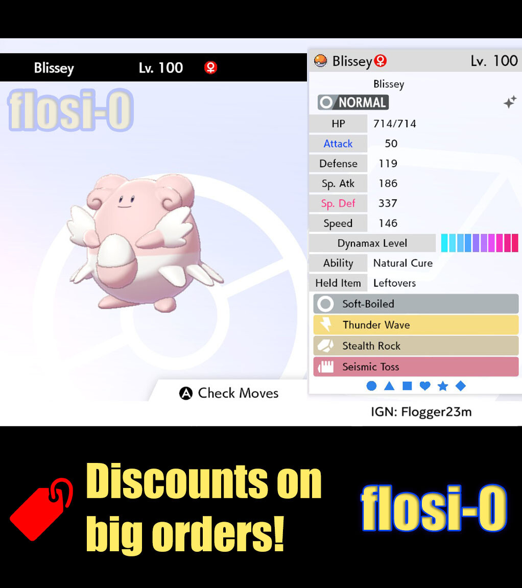 6IV Ultra Shiny Blissey or Chansey Pokemon Sword and Shield (Square Shiny)