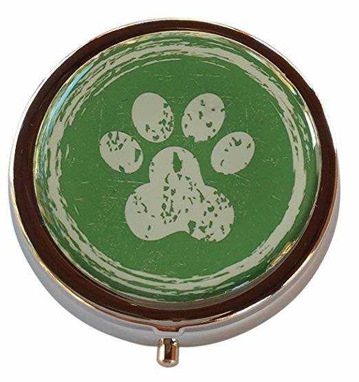 Vintage Paw Print Small Daily Medication Pill Box Organizer Case Pocket Purse