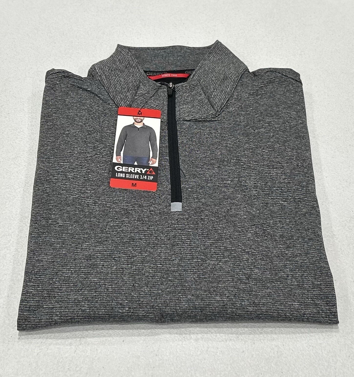 Gerry Men's Long Sleeve 1/4 Zip Pullover, Gray, Size M
