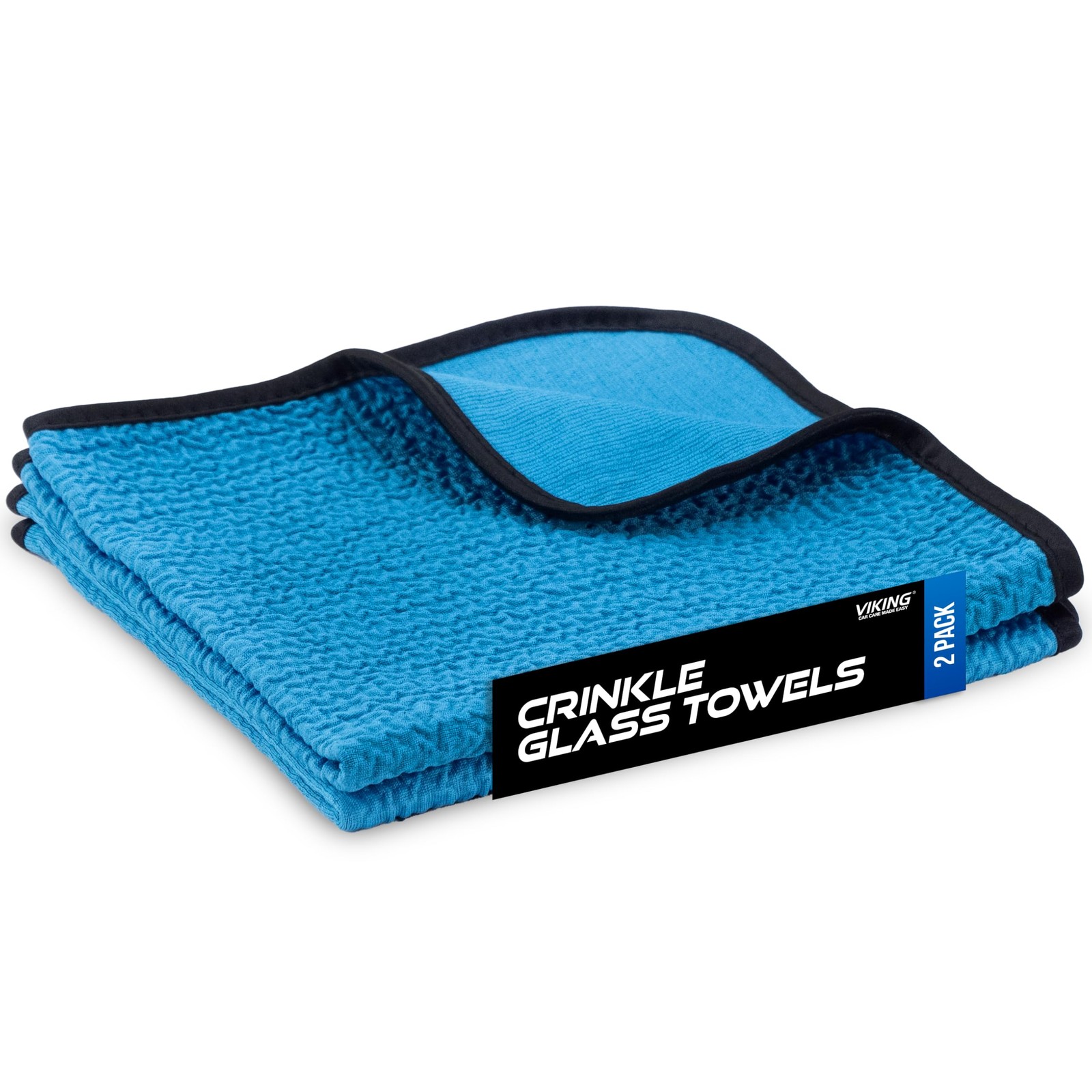 VIKING Glass Microfiber Cleaning Cloth for Car and Home 2 Pack, 2 Blue