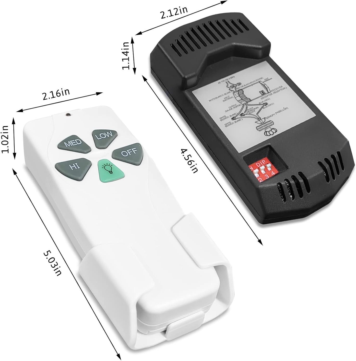 2 Pack Universal Ceiling Fan Remote Control Kits with Light Dimmer - Easy Setup