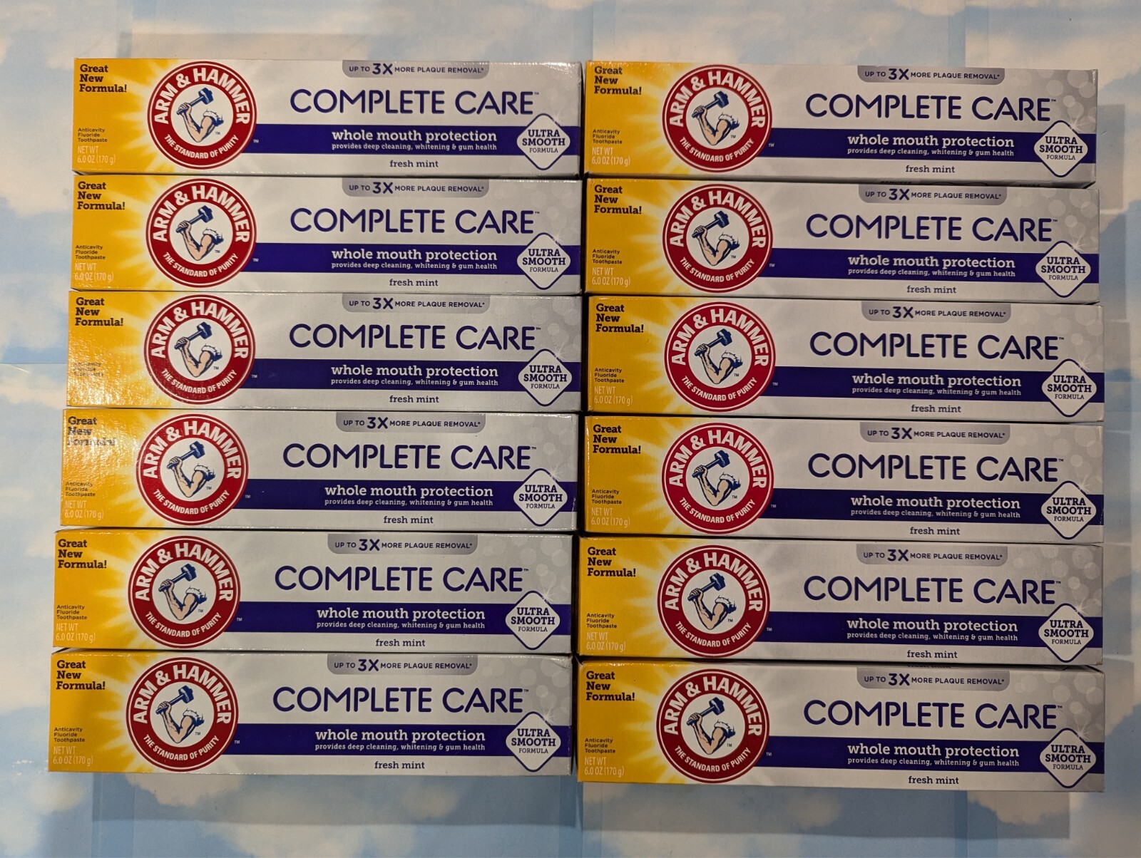 LOT (12) ARM & HAMMER COMPLETE CARE FRESH MINT TOOTHPASTE    6 OZ