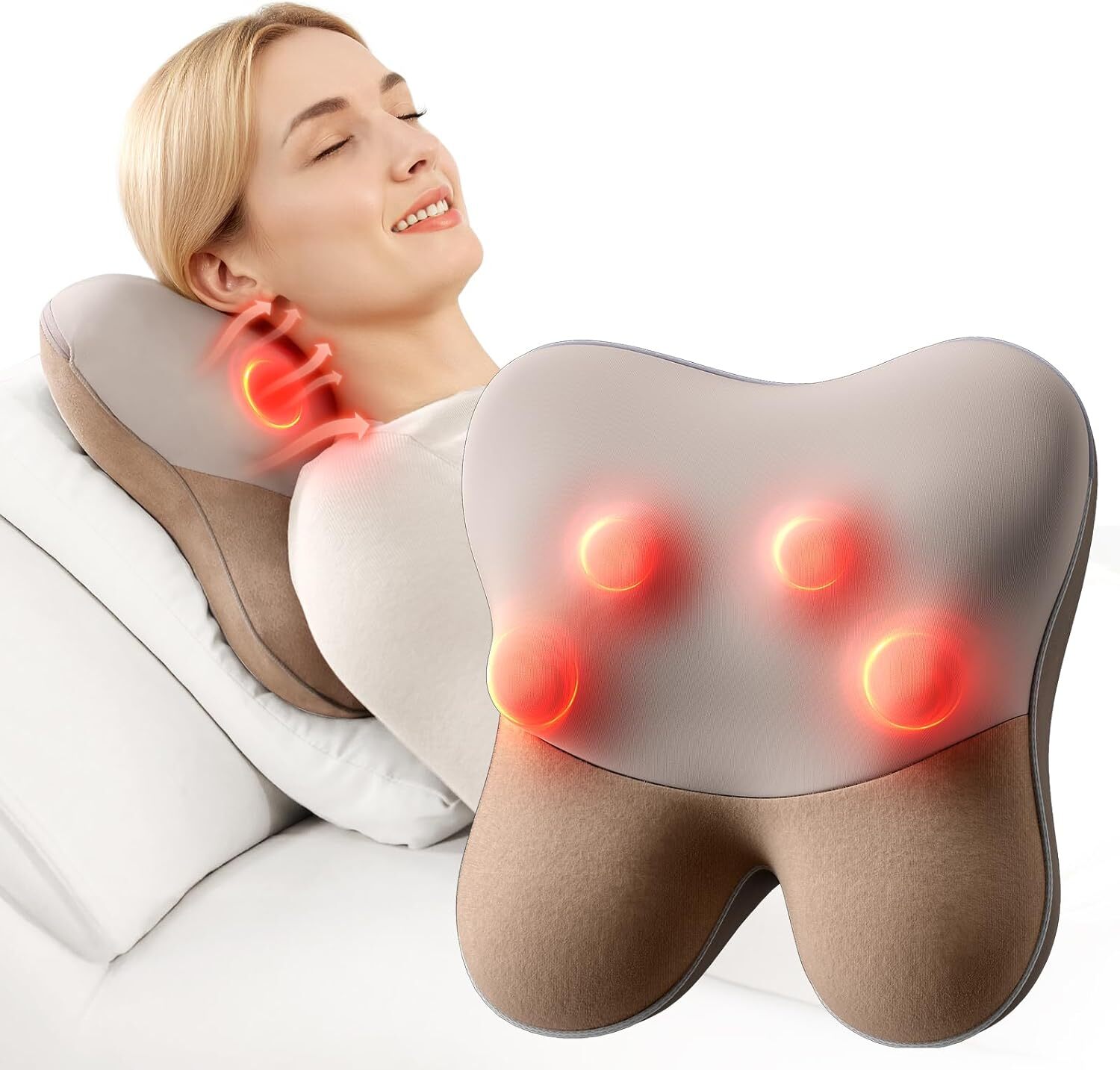 Bob and Brad Shiatsu Back Massager with Heat Corded Shoulder Neck Massage Pillow