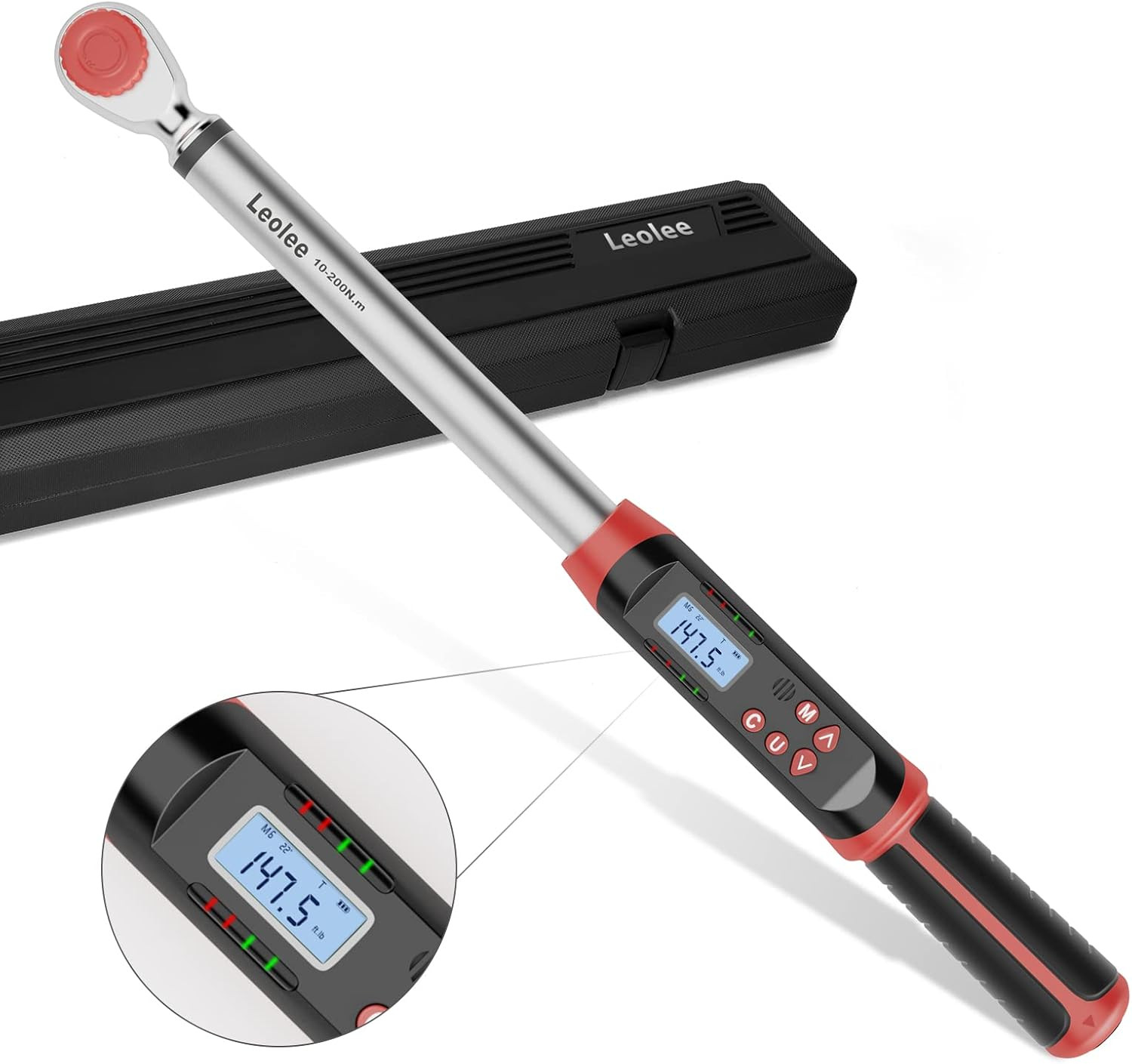 1/2-Inch Drive Digital Torque Wrench with Angle, 7.38-147.5 Ft-Lb/10-200 Nm Elec