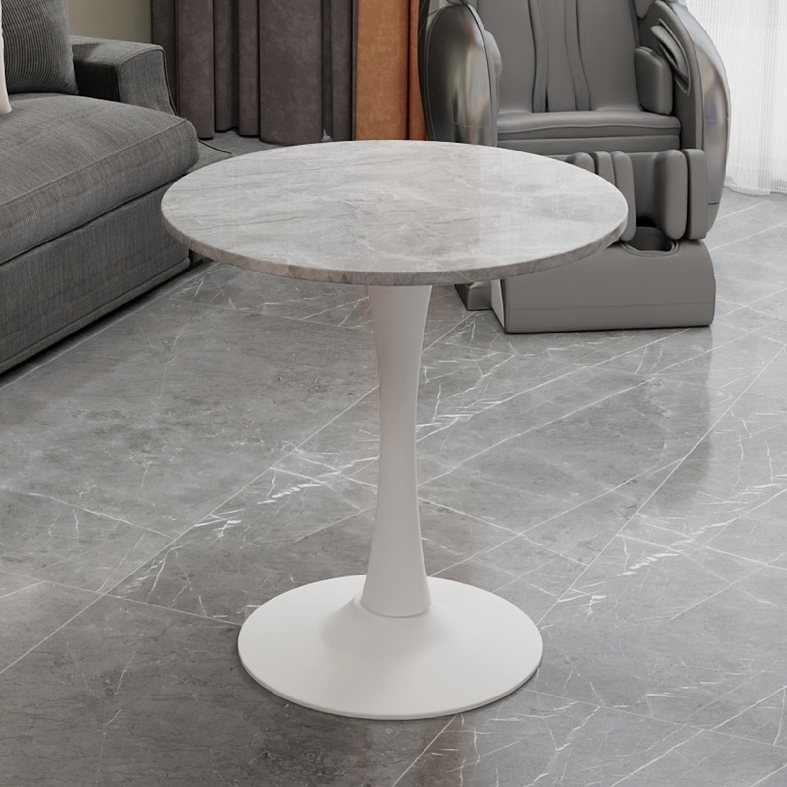 27.6-inch white coffee table, mid-century modern style dining table, suitable