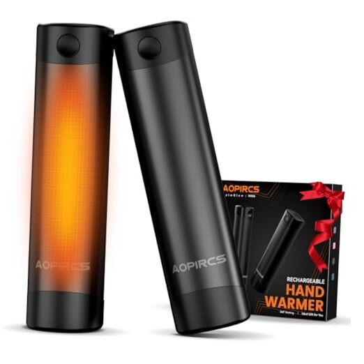 Rechargeable Hand Warmers - 2 Pack Electric Pocket Warmer, 360° Heating, Black