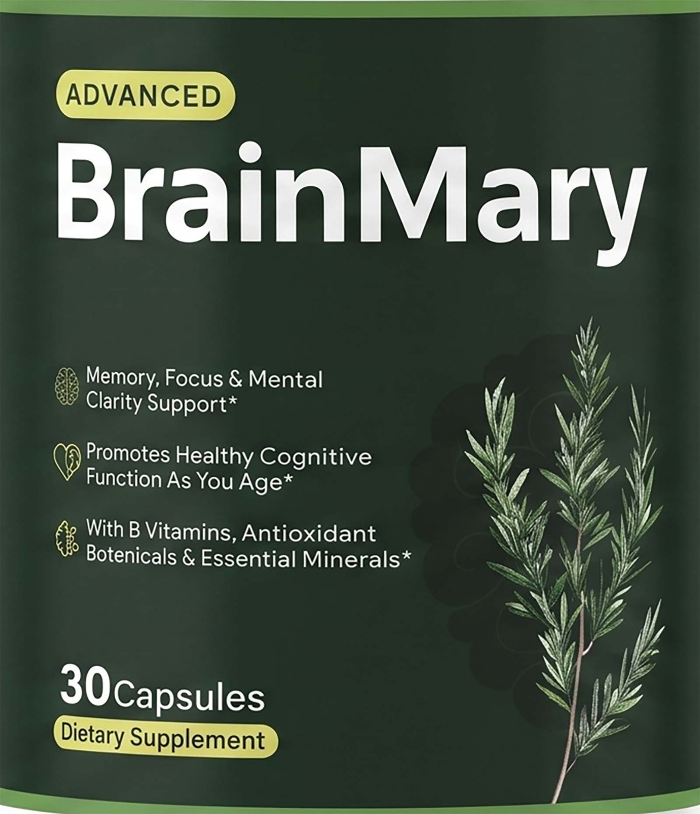 Brain Mary Mind Memory & Cognitive Advanced Support 30 Capsules BrainMary