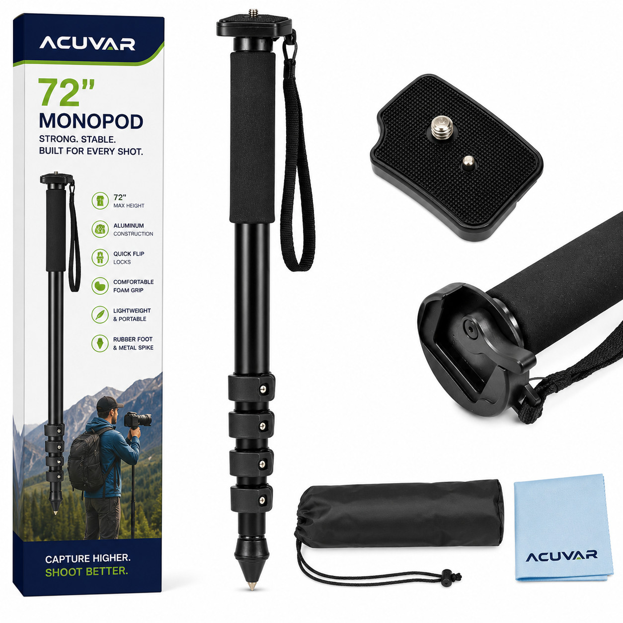 72" Monopod For Camera Heavy Duty Monopod For Canon Nikon Sony Camera Camcorder