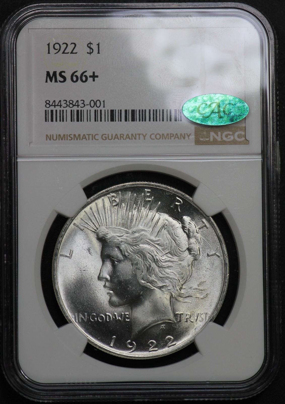 1922 (P) Peace Silver Dollar NGC MS66+ MS-66+ - CAC Approved! Blast white! PQ!!!