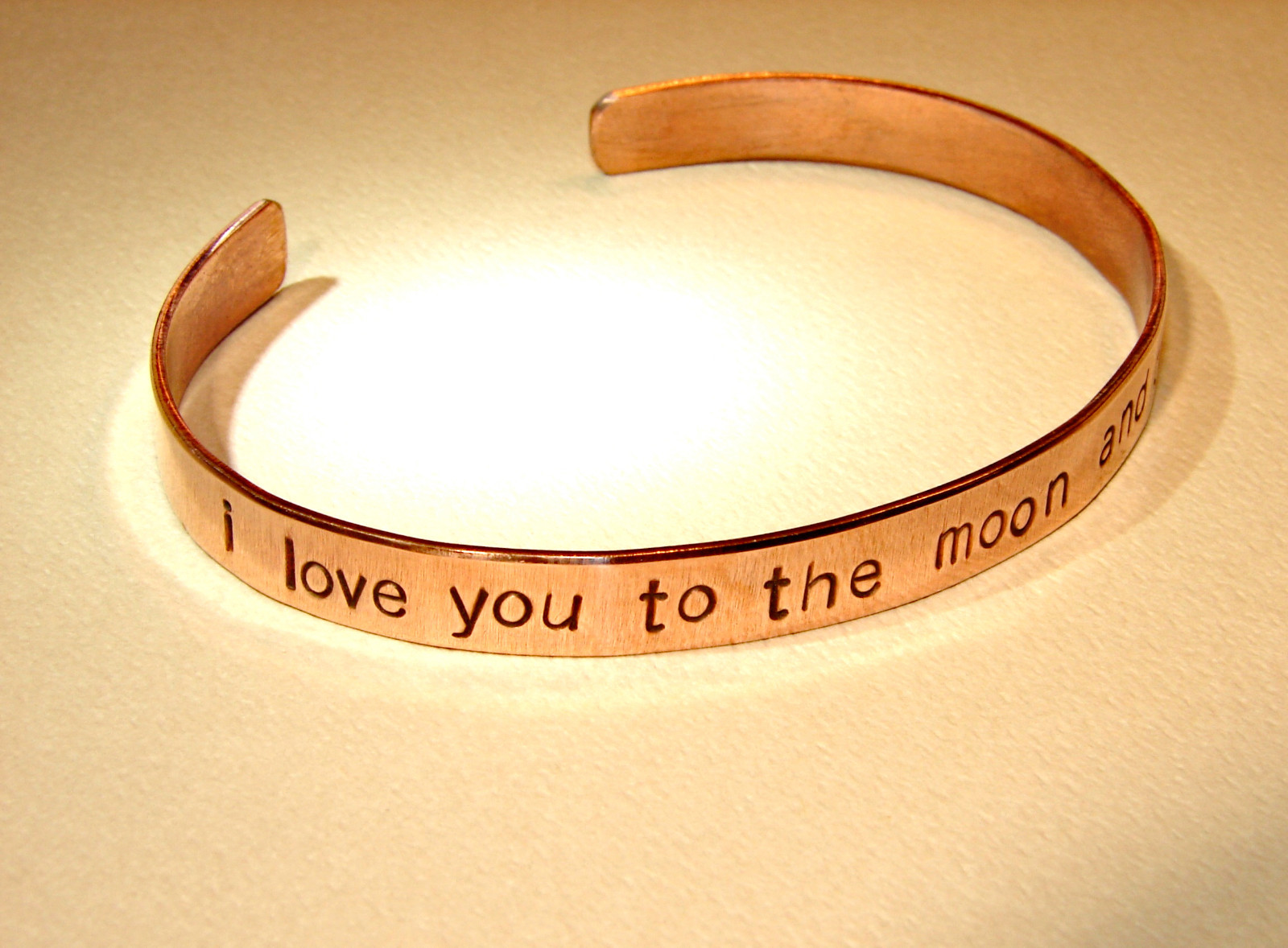 Copper cuff bracelet with to the moon