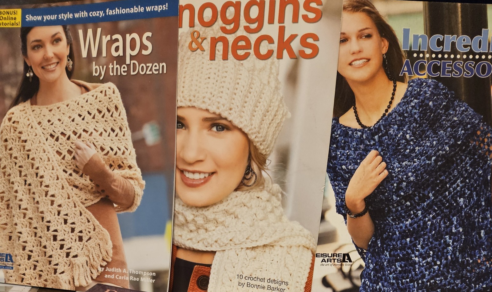 Lot of 3 crochet  wraps by dozen, noggins & necks, incredible accessories