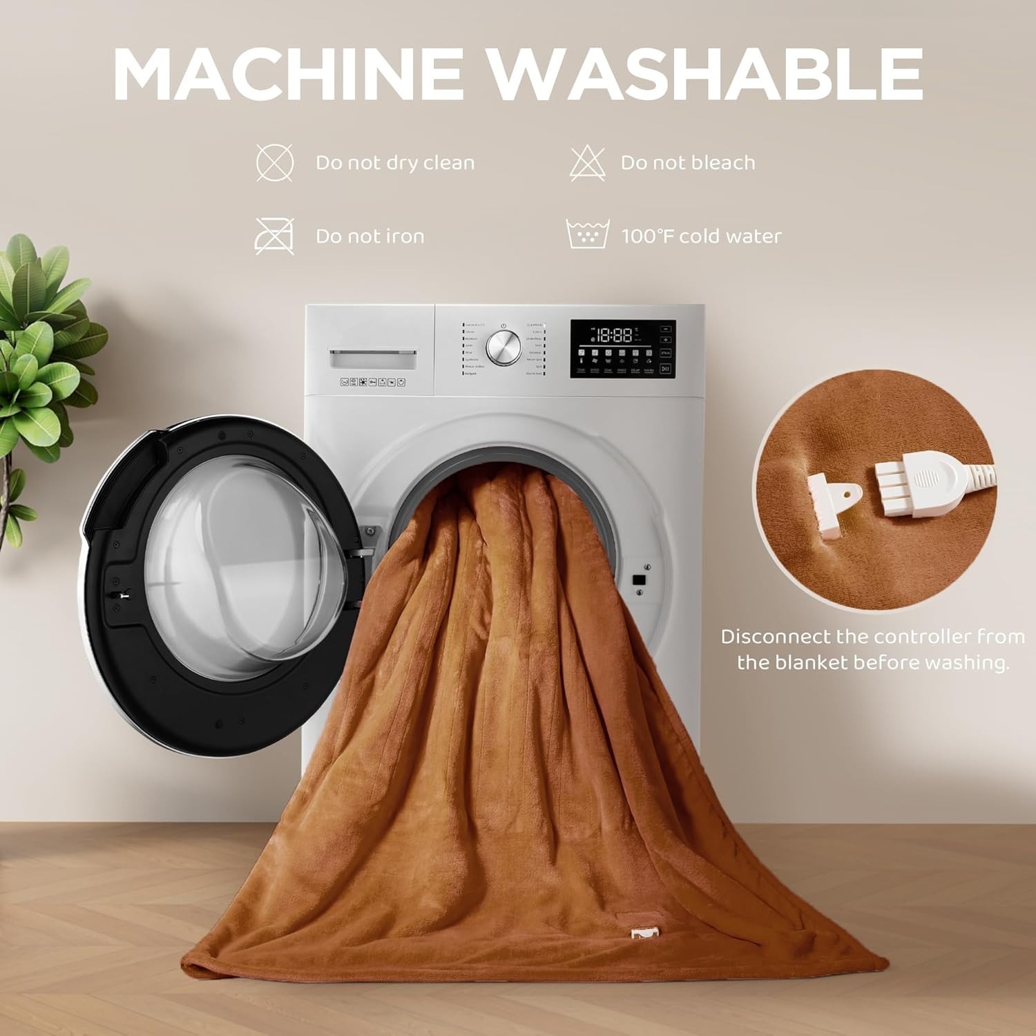 Cocoa Brown Electric Throw Blanket 50” x 60” - 3 Hours Auto Shut-Off Function