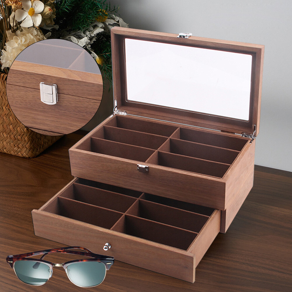 Eyeglass Case Sunglasses Box Organizer Glasses 12-Bits Display Storage Case Gift