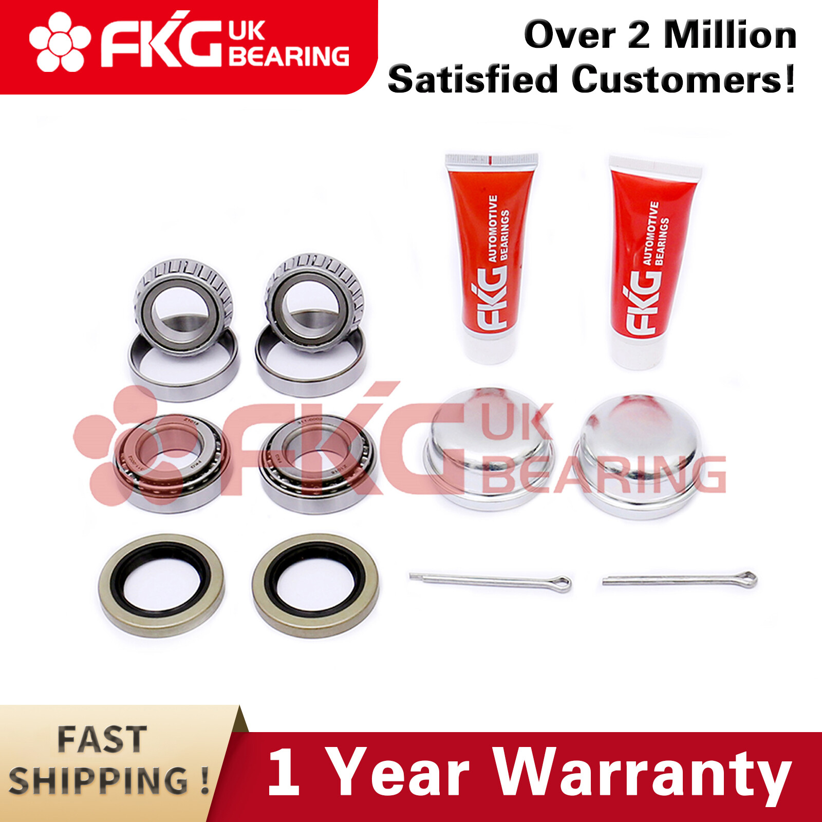 Pair Of Trailer Bearing Repair Kits L-44643/10 For 1 Inch Straight Spindles New