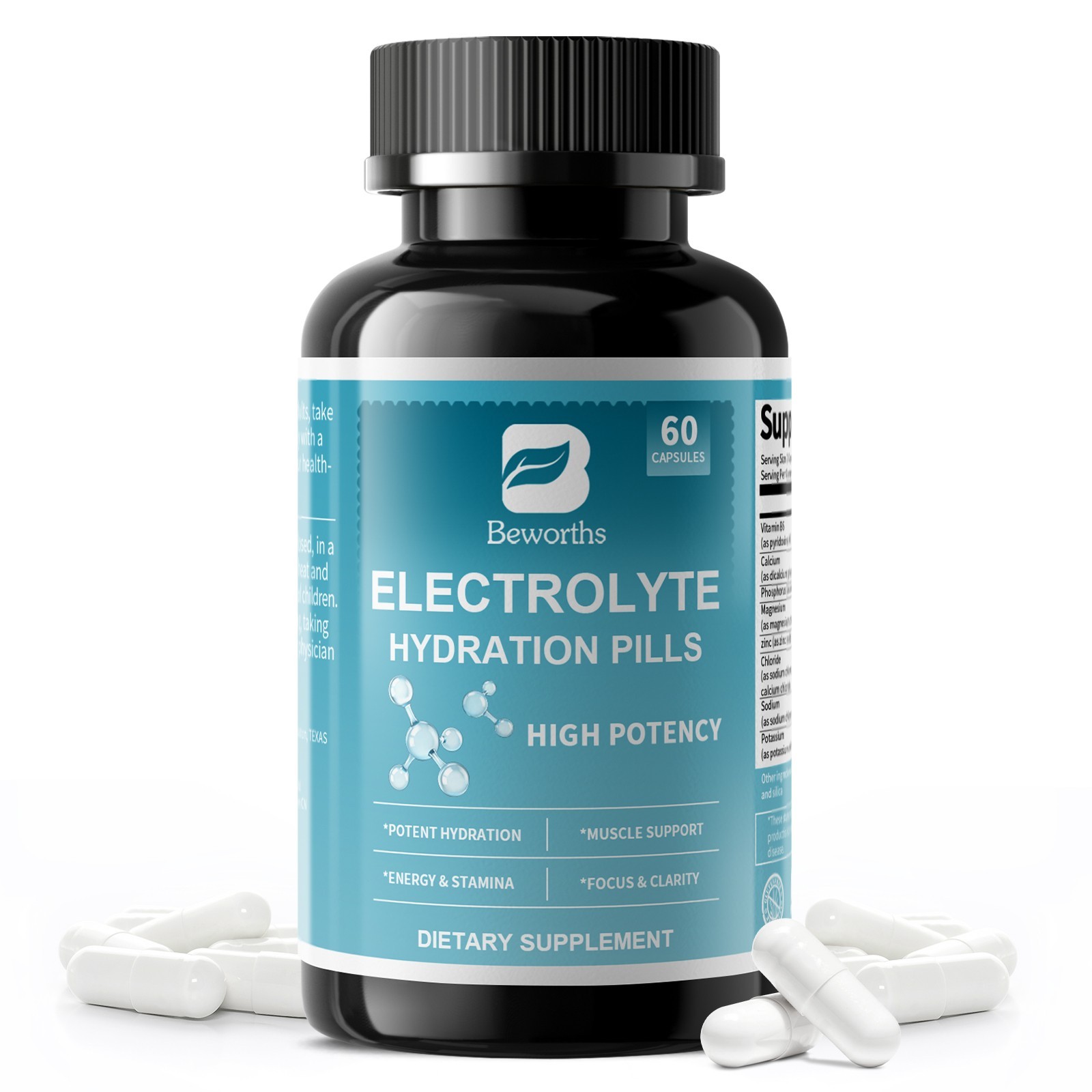 Electrolytes Hydration Capsules Sodium Potassium Magnesium Daily Mineral Support