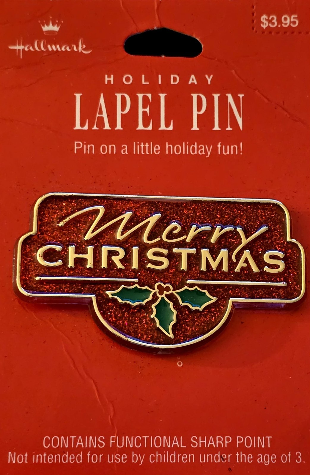 NEW VTG Hallmark MERRY CHRISTMAS Wording Words Letters Holiday Lapel Pin