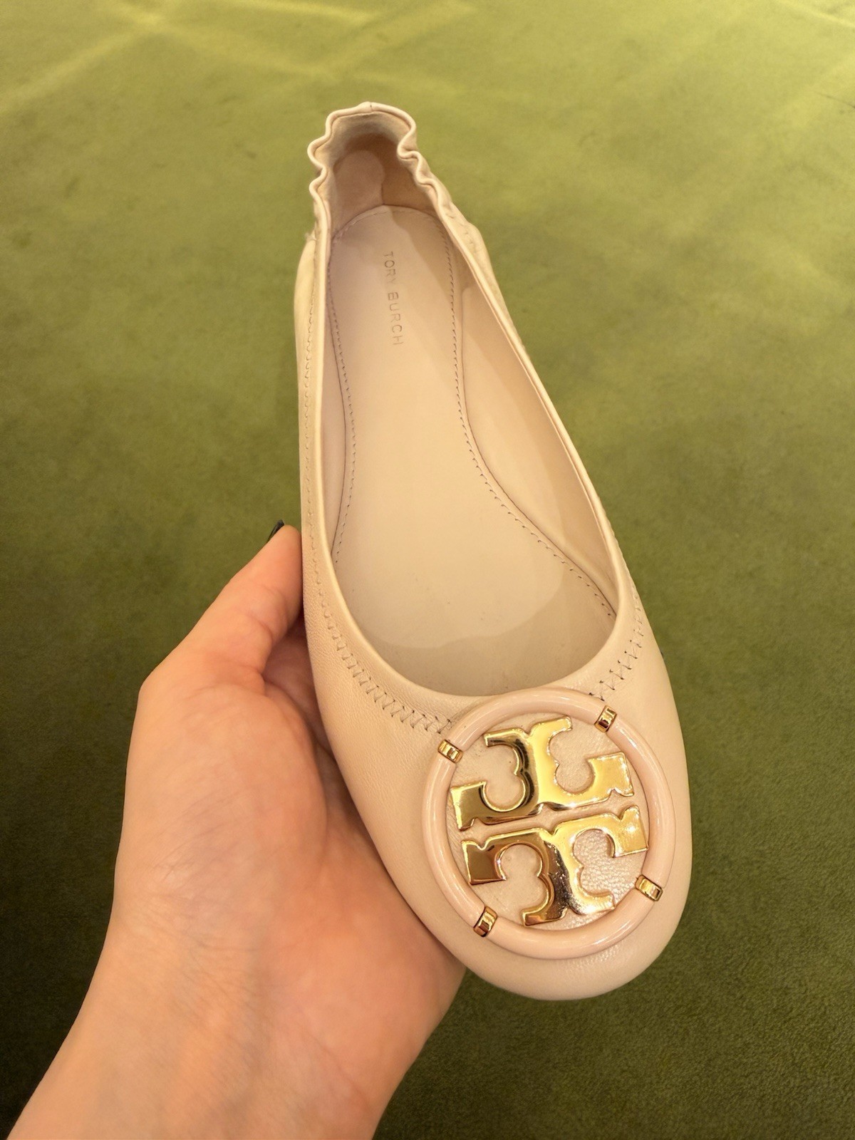 Tory Burch Minnie Multi Logo Ballet Flats Shell Pink Leather $295