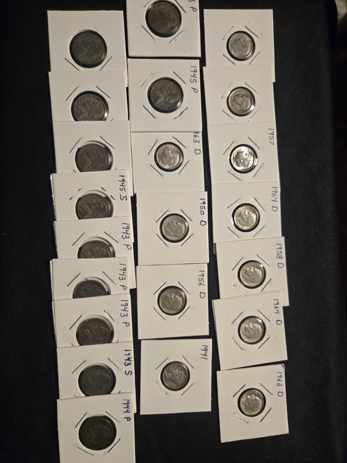 22 Silver Coins (11) 90% Silver Dimes And (11) 35% Silver War Nickles