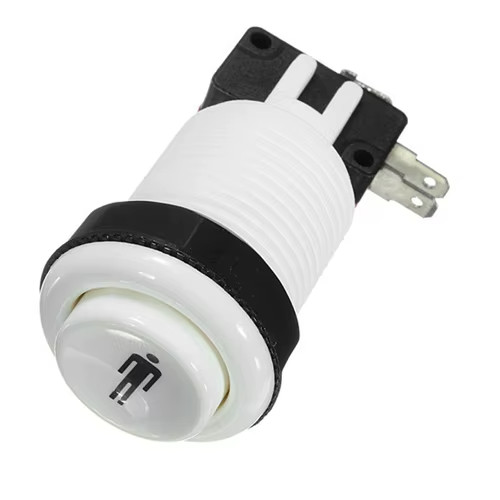 Push Button Aracde, 1 UP, 28 MM Long , Multicade , WHITE 2 PLAYER  BUTTON SET