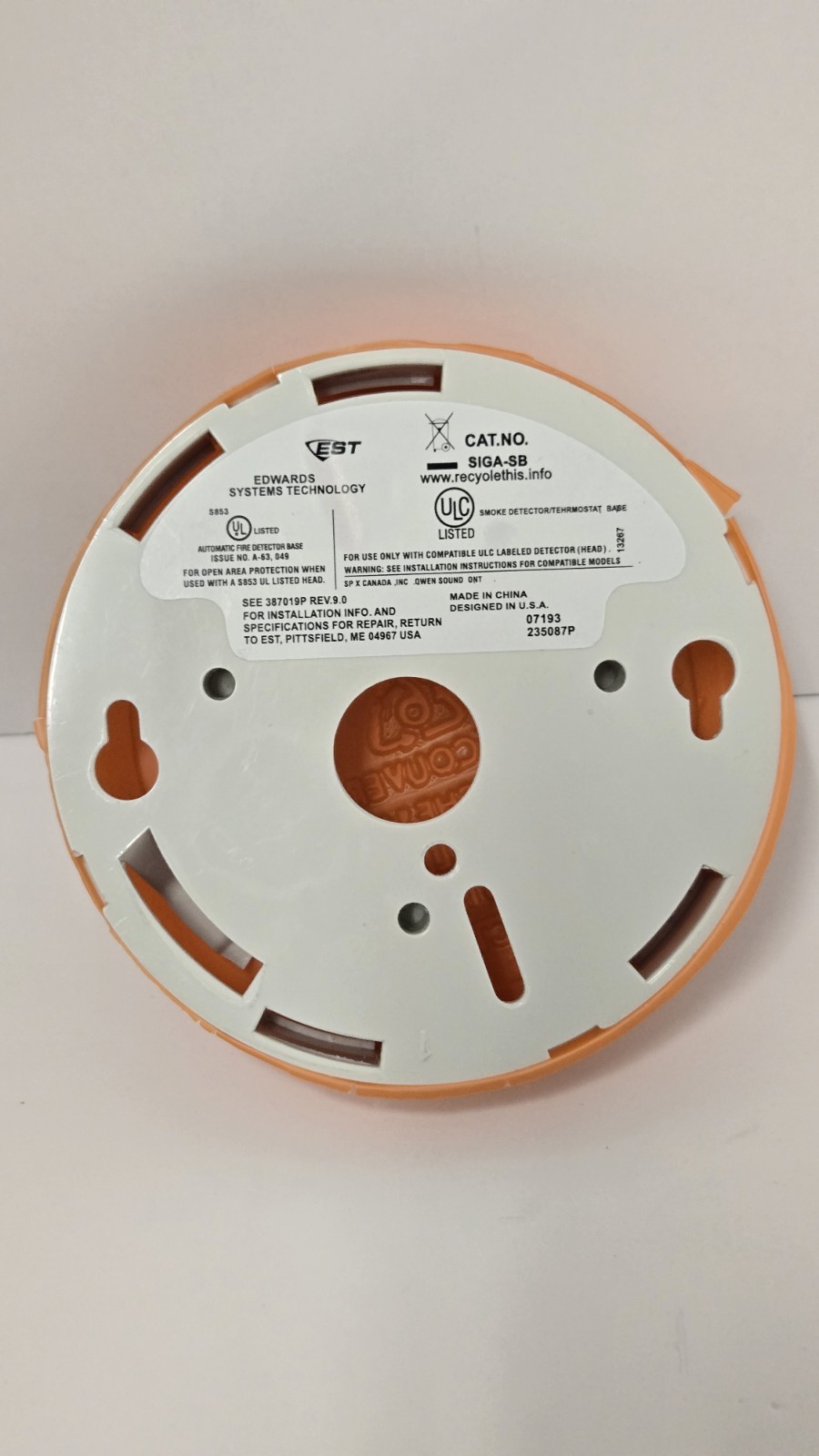 Brand New Edwards EST SIGA-SB SIGA SB Standard Detector Base