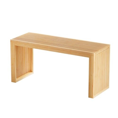 Bamboo Dining Bench, 35 inch Farmhouse Decor Indoor Kitchen Table Long Natural