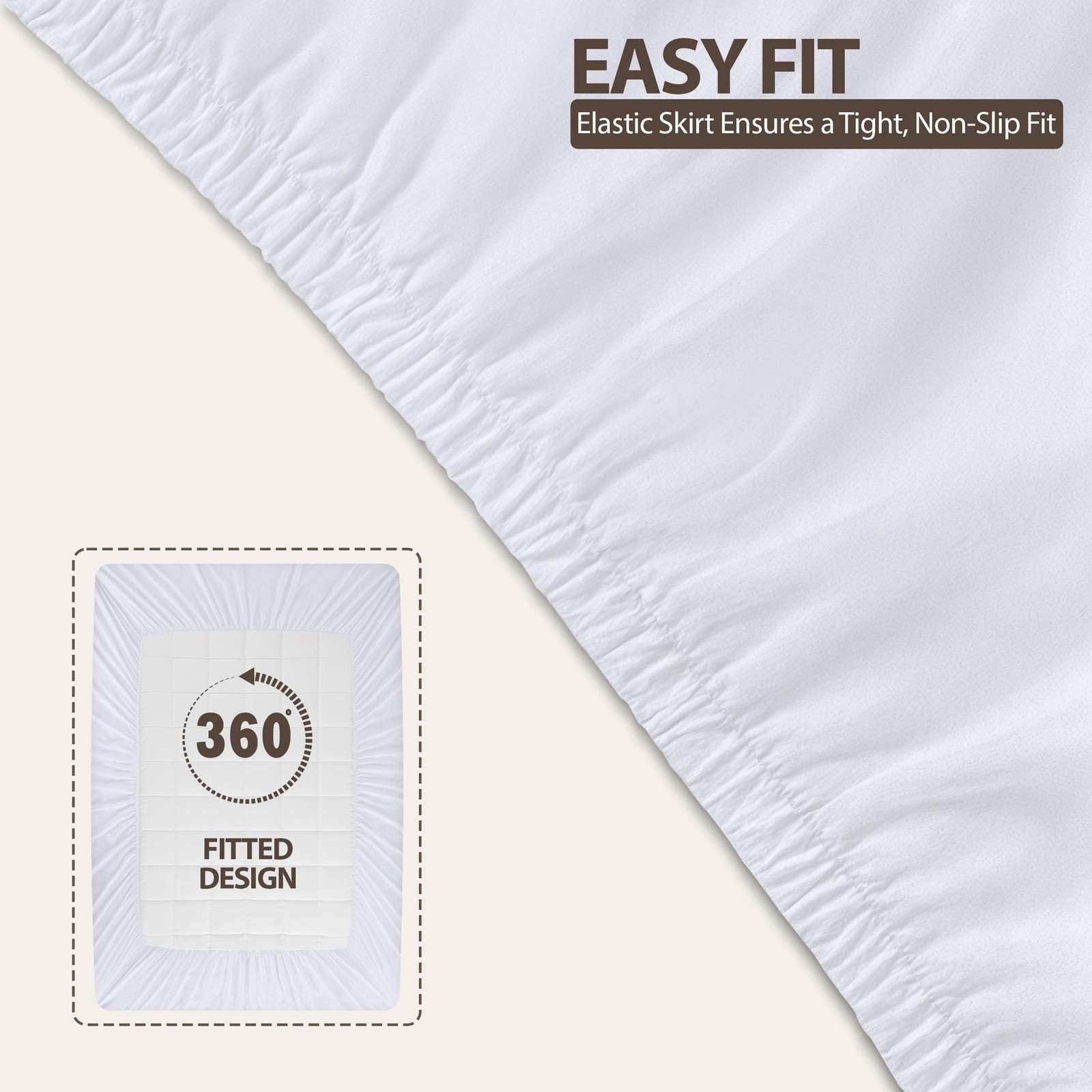 Utopia Bedding Full Mattress Pad, Quilted Fitted Premium Full, White