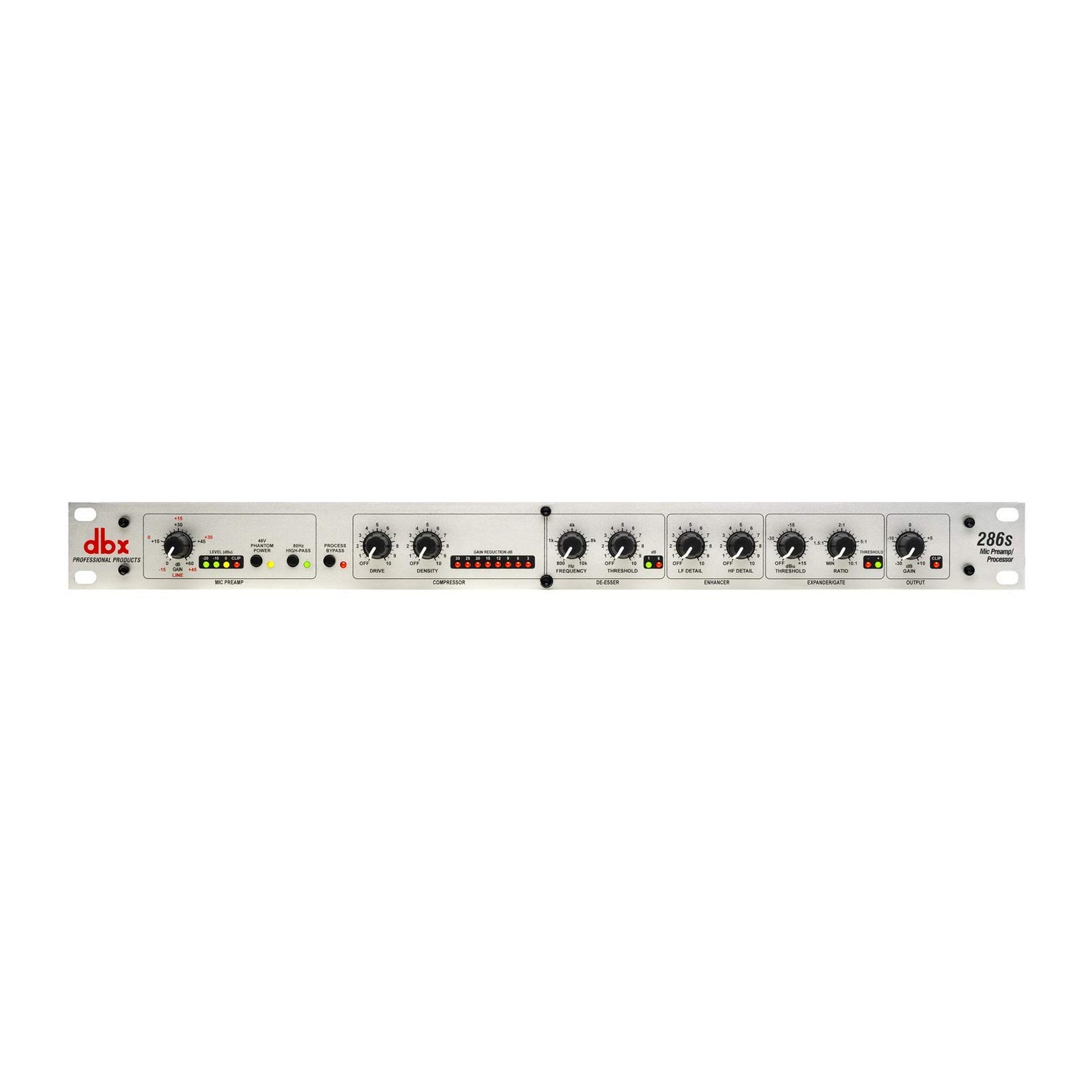 dbx286s Vocal Processor: Mic Preamp, Compressor, De-Esser & Enhancer - Silver