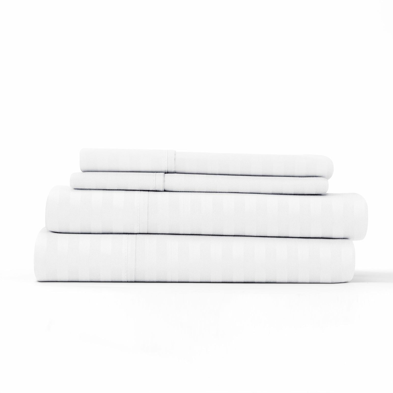 Super Soft Microfiber Embossed Stripe White Full Sheet Set