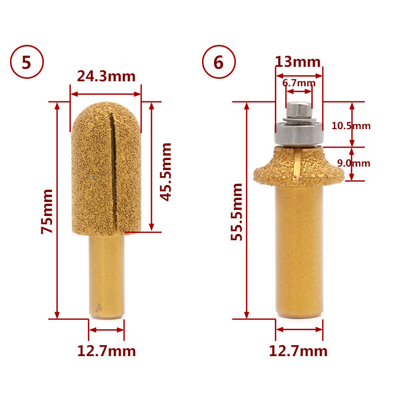 Brazed Diamond Stone Marble Grinding Edge Router Bit 23 Models - Choose Type