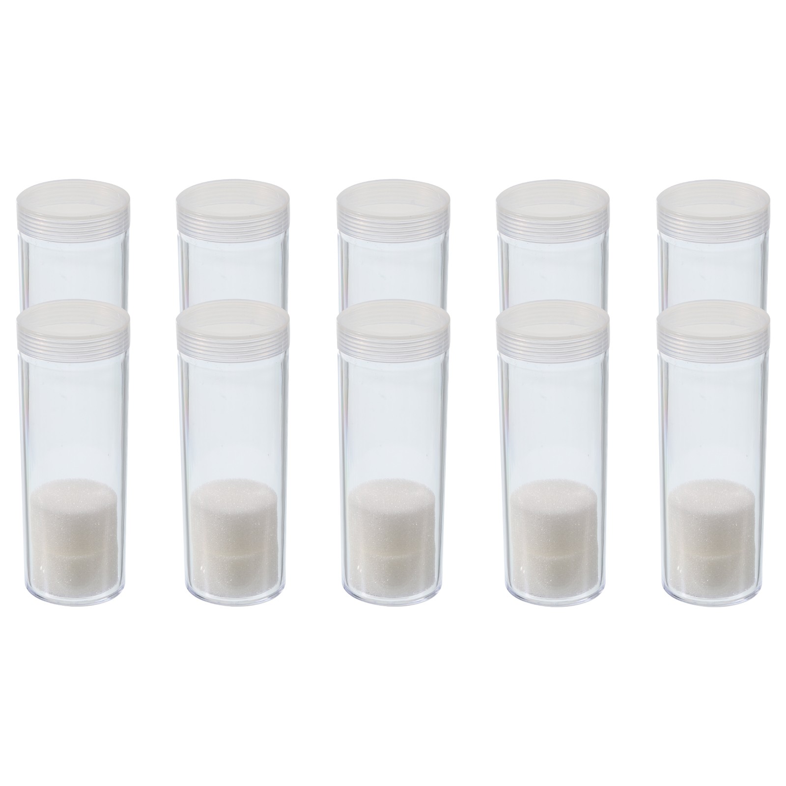 Round Coin Tubes 10 Pack Coin Storage Tubes with Storage Box Fit 32mm Coins