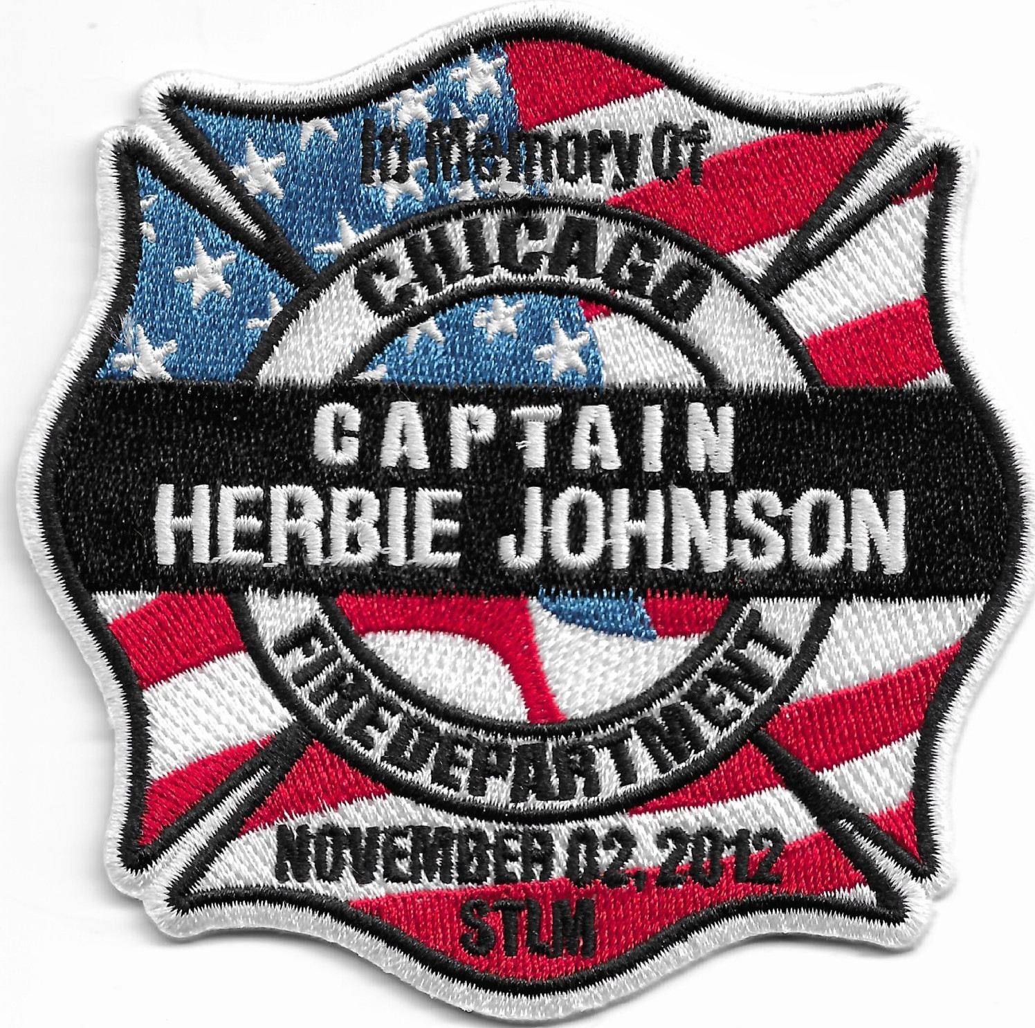 Chicago Fire Dept.  Tribute-Capt. Herbie Johnson, IL (3.75" x 3.75") fire patch