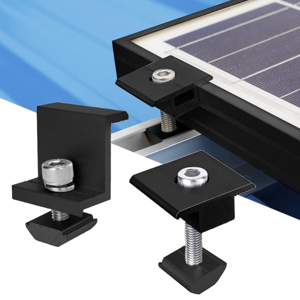 30mm/35mm Pack Of 4/10pcs Anti Wear Black Aluminum Alloy Solar Panel Clamp