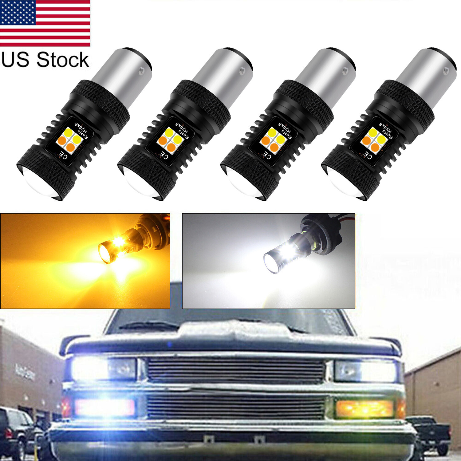 4Pack 2357 Switchback LED Turn Signal Light Bulb For Chevy GMC C1500 K1500 2500
