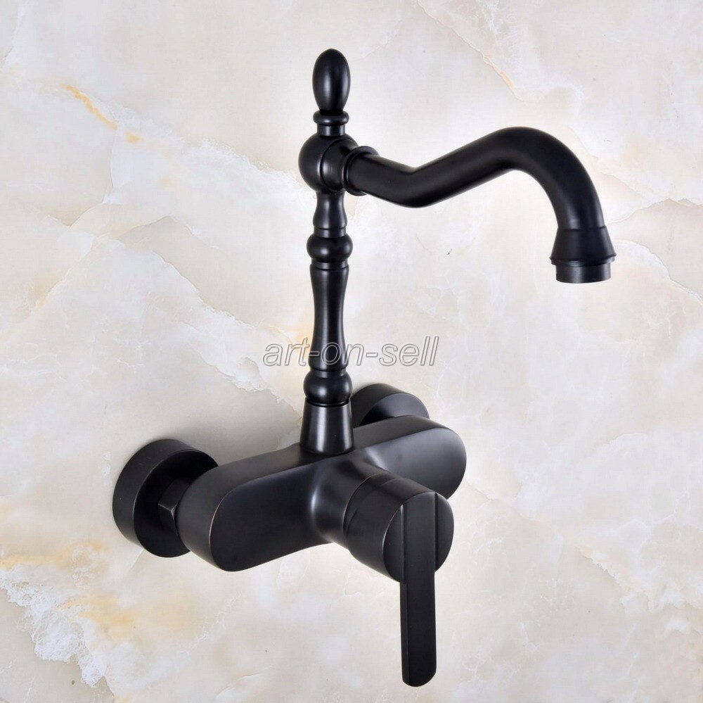 Oil Rubbed Bronze Wall Mounted Swivel Spout Single Handle Kitchen Faucet anf840