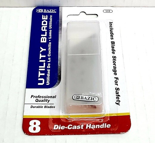 BAZIC UTILITY KNIFE REPLACEMENT BLADES RAZOR DIE-CAST SHARP 8 PACK CASE REFILL