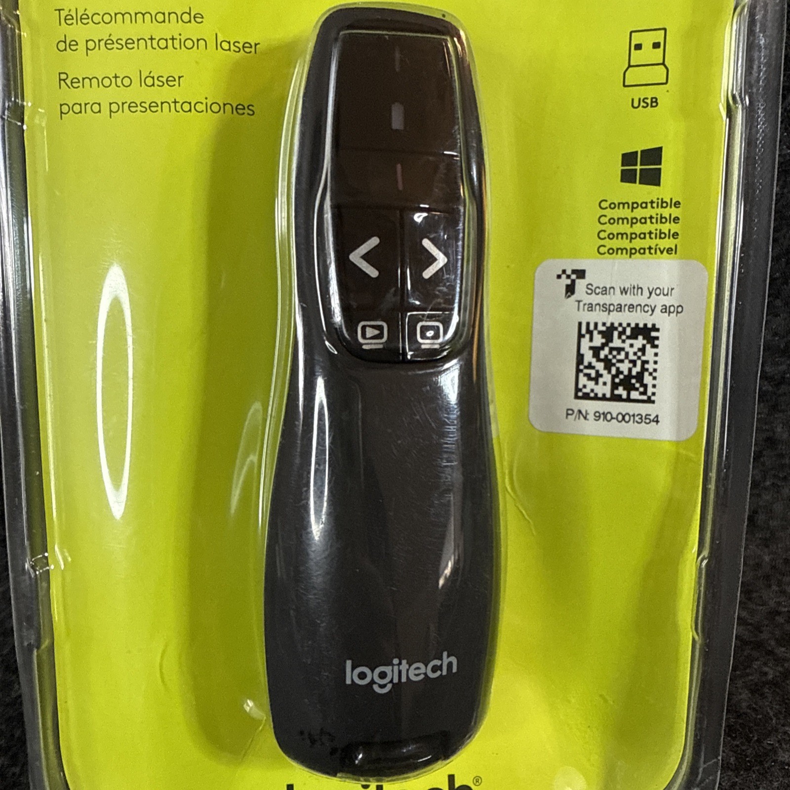 New & Sealed Logitech Laser Presentation Remote Black (910-005467) USB Reciever