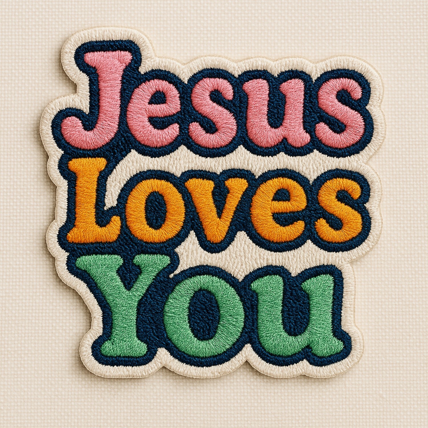 Jesus Loves You Patch Iron On/Sew-On Applique Clothes, God Christian Faith Bible