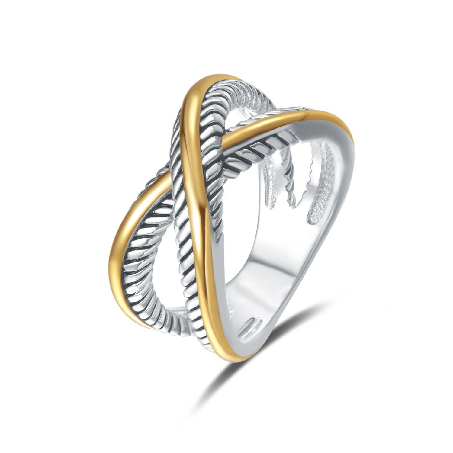 UNY Ring Vintage Designer Fashion Brand Women Valentine Gift Two Tone Plating...
