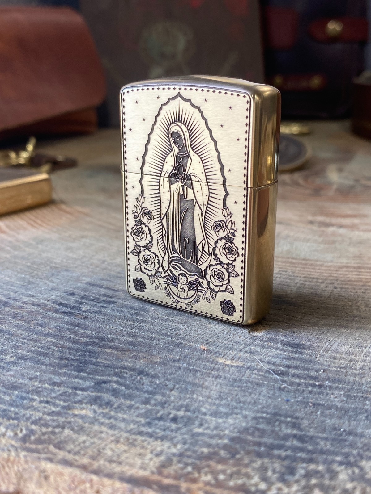 Holy Mother & Santa Muerte | Brass Armor Zippo | Made in USA